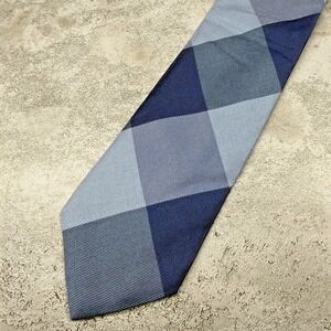 The Tie Bar Cotton Silk Tie Mens One Size Blue Plaids & Checks Pointed Necktie